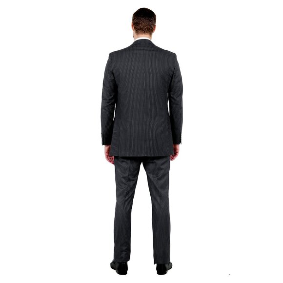 Classic Fit Pinstriped Men's 3-Piece Suit by Demantie, Black - Picture 5 of 7